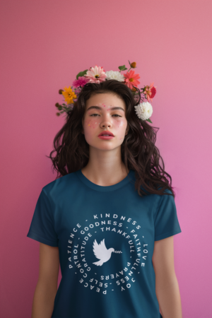 Kindness Peace Gratitude Front Mockup Blue