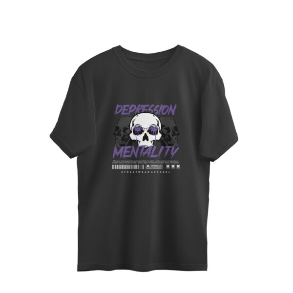 Unisex Oversized T-Shirt – "Depression Mentality" Bold Quote | 220 GSM Heavyweight Cotton | Streetwear Fit