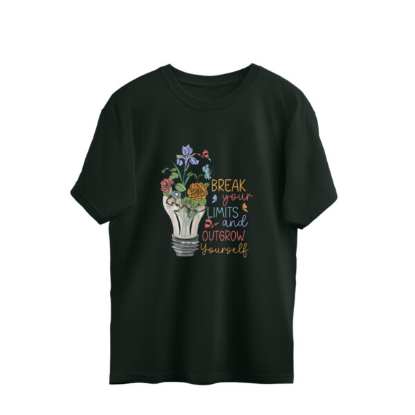 Women's Oversized T-Shirt – "Break Your Limits, Outgrow Yourself" | 220 GSM | 100% Cotton | Loose Fit