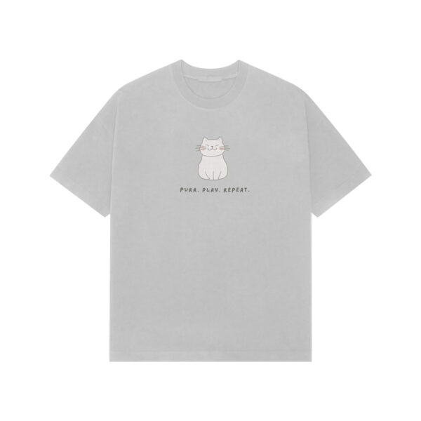 "Purr, Play, Repeat" Unisex Oversized Cat Graphic T-Shirt – 100% Cotton | Playful Streetwear