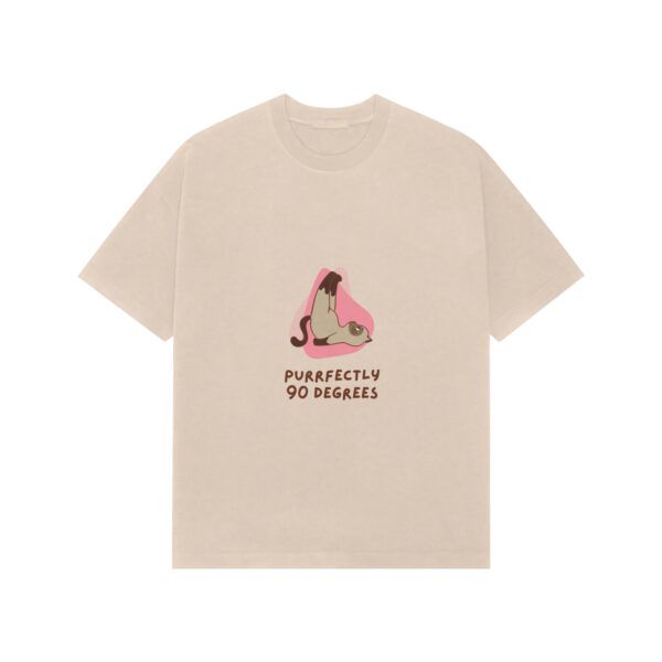 “Purrfectly 90 Degree” Unisex Premium Oversized T-Shirt – 240 GSM French Terry | Yoga-Inspired Graphic Tee