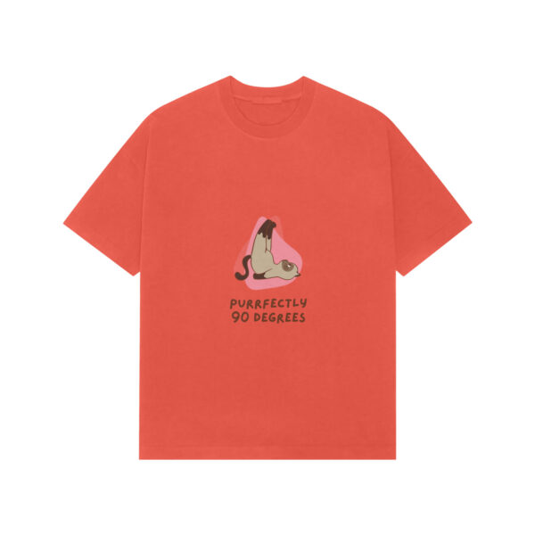 “Purrfectly 90 Degree” Unisex Premium Oversized T-Shirt – 240 GSM French Terry | Yoga-Inspired Graphic Tee - Image 3