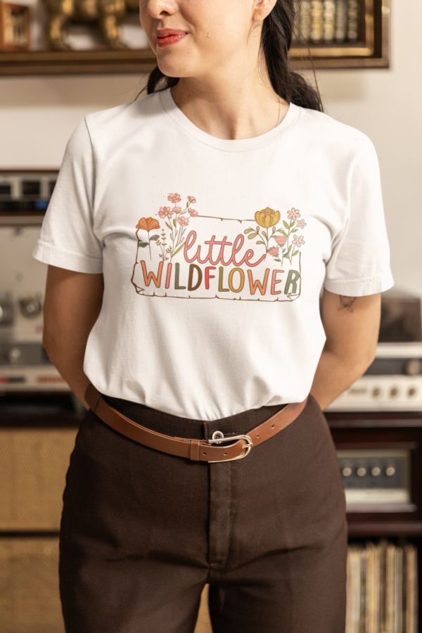 Women’s Regular Fit T-Shirt – "Little Wildflower" Quote with Floral Design | Soft Cotton Casual Tee