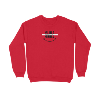 Red Unisex Sweatshirt – “Smile Everytime” | 100% Cotton | Uplifting Quote