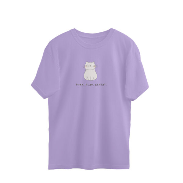Oversized Unisex T-Shirt – "Purr, Play, Repeat" | Boxy Fit | 220 GSM Cat Lover Tee