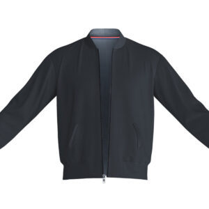 Men’s Black Plain Bomber Jacket – Lightweight Fleece, Zip-Up, Ribbed Cuffs – Made in India