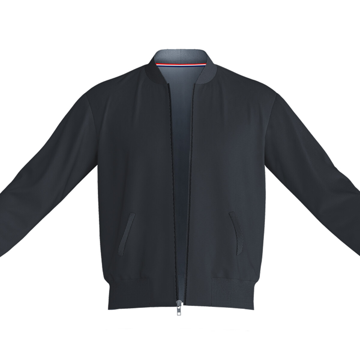 Men’s Black Plain Bomber Jacket – Lightweight Fleece, Zip-Up, Ribbed Cuffs – Made in India